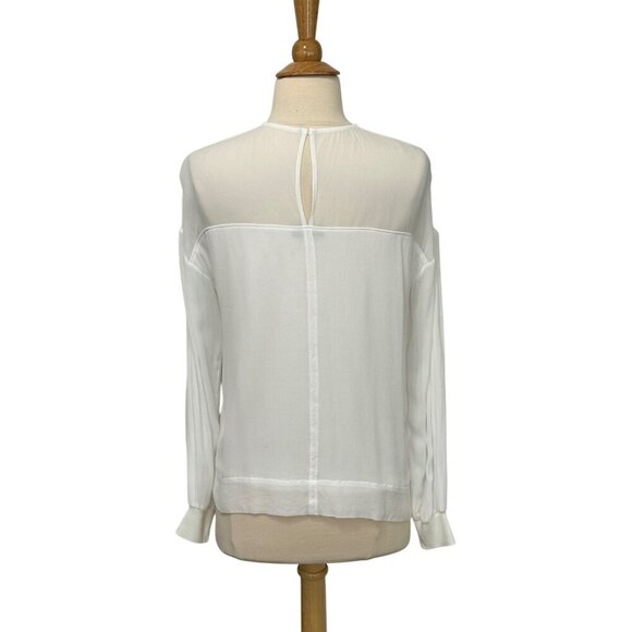 Reiss White Camille Semi Sheer Twin Pocket Top Blouse Viscose Lined EUC Size S - Picture 5 of 11